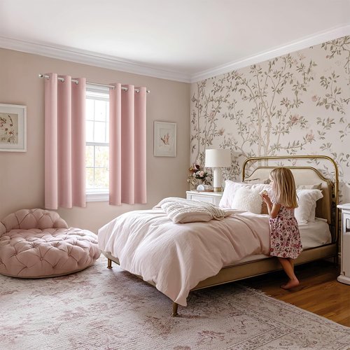 MIULEE Baby Pink Blackout Curtains - Thermal Insulated Room Darkening Drapes | 40 x 48 Inches, 2 Panels
