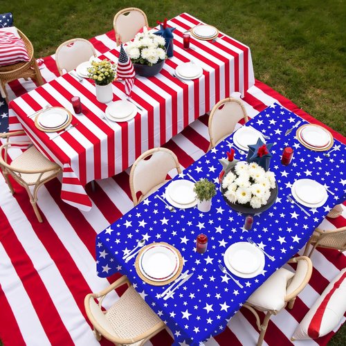 4th of July Party Decorations Set - American Flag Patriotic Theme Kit | Disposable Plastic Tablecloth, 2PCS