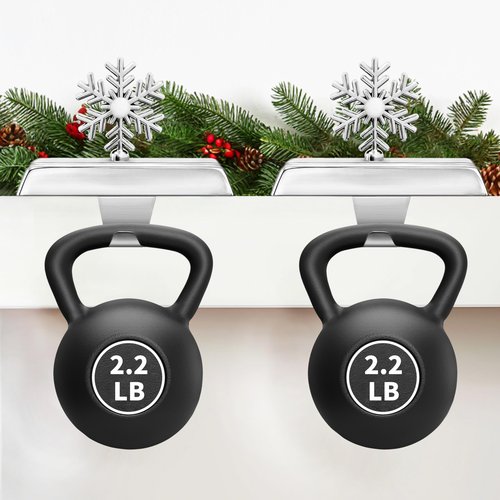 MNKXL Set of 4 Metal Christmas Stocking Holders for Mantle,Heavy Duty Weighted Stocking Holders for Mantle,Silver 3D Snowflake Stocking Holder for Tables Window Fireplace Christmas Decorations
