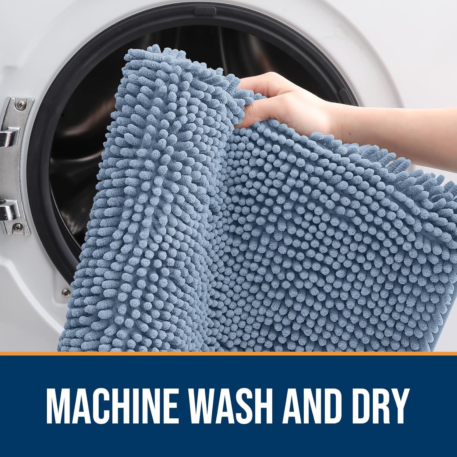 OLANLY Dog Door Mat - Absorbent Non-Slip Chenille Mat for Muddy Paws | 70x24, Quick Dry, Airy Blue