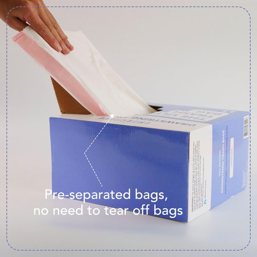 Emergiene 13 Gallon Drawstring Trash Bags, Lavender Scented 200 Count Tall Kichen Garbage Bags, Pre-Separated, Odor Control, Ultra Strong, Leakproof, Sturdy, White