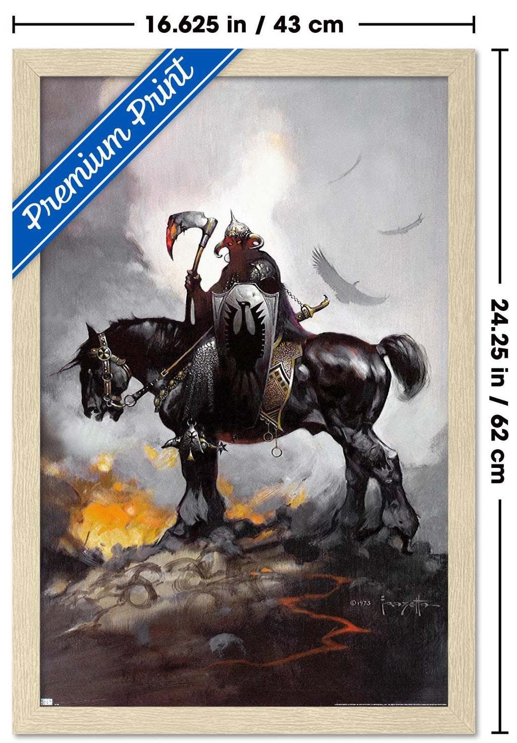 Frank Frazetta - Death Dealer 1 Wall Poster, 22.4L" x 14.7W", Blonde Framed Version
