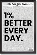 Skiennix Black And White Newspaper Canvas Wall Art - Inspirational 12x16in Framed Poster For Home Decor