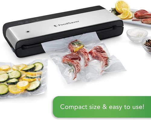 FoodSaver PowerVac Compact Vacuum Sealing Machine - Stainless Steel & Black | Preserve Freshness & Reduce Waste