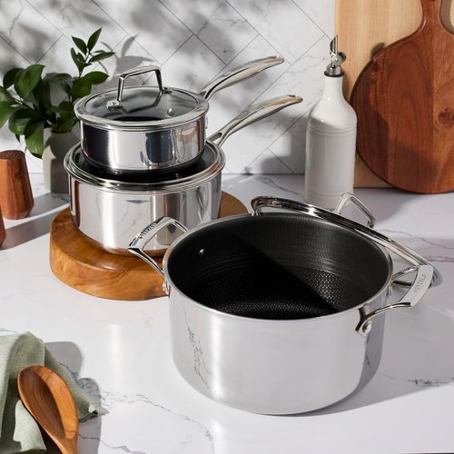 Henckels Paradigm Ceramic Pot Set - 6-Piece Stainless Steel Dual Performance Cookware
