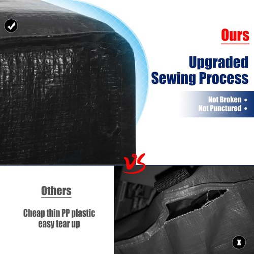 Cosy Family Heavy Duty Moving Bags - 12 Pack with Backpack Straps & Strong Zippers | X-Large Black Storage Totes