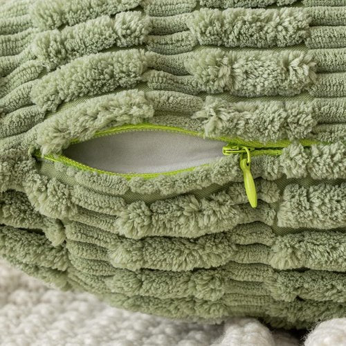 MIULEE Decorative Throw Pillow Covers - Soft Boho Striped Corduroy | 18x18 Inch Sage Green, Pack of 2