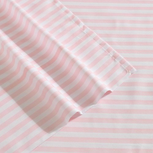 Eddie Bauer Kids - Twin XL Sheets, Stain-Resistant Toddler Bedding with Matching Sham(s), Super Soft, Ideal Girl Room Essentials (Little Stripe Pink, Twin XL)