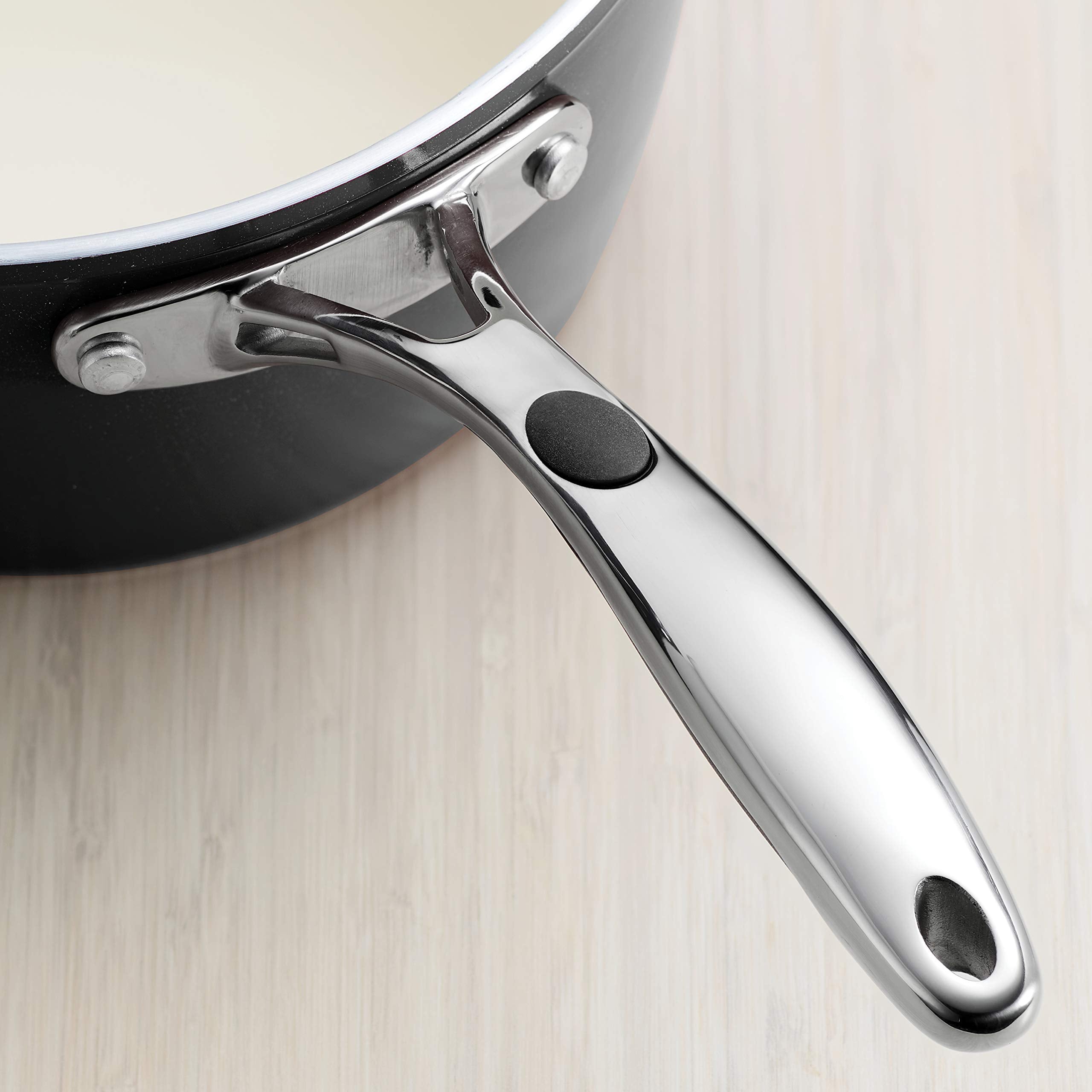Tramontina Ceramica Deluxe 3-Quart Sauce Pan with Glass Lid, Ceramic Non Stick Saucepan, Oven-Safe, Metallic Black