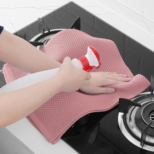 Homaxy 100% Cotton Waffle Weave Kitchen Dish Towels - Ultra Soft & Absorbent, 13 x 28 Inches, 8-Pack in Dried Rose