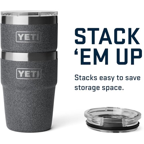 YETI Rambler 16 oz Stackable Tumbler, Vacuum Insulated, Stainless Steel with MagSlider Lid, Black Stone