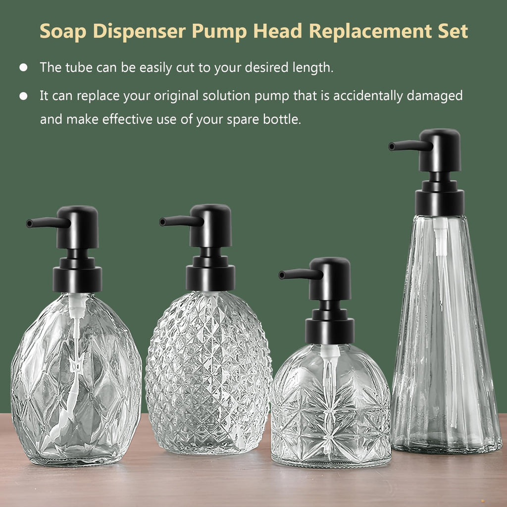 Philbinden 6Pcs Soap Dispenser Pump Head Replacement Set,Reusable Hand Soap Dispenser Top for Bathroom,Kithen Worktop Bottles, Standard Diameter 28/400 Neck Size (6, Black)