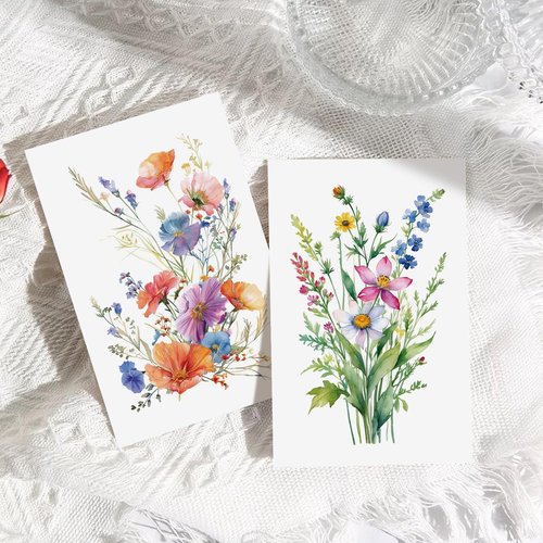 Naixiwen 24 Floral Blank Cards and Envelopes, 4x6 Wildflower Blank Note Cards for All Occasions - Sympathy Thank You Condolences Funeral Thinking of You Mother's Day Wedding Graduation, Etc