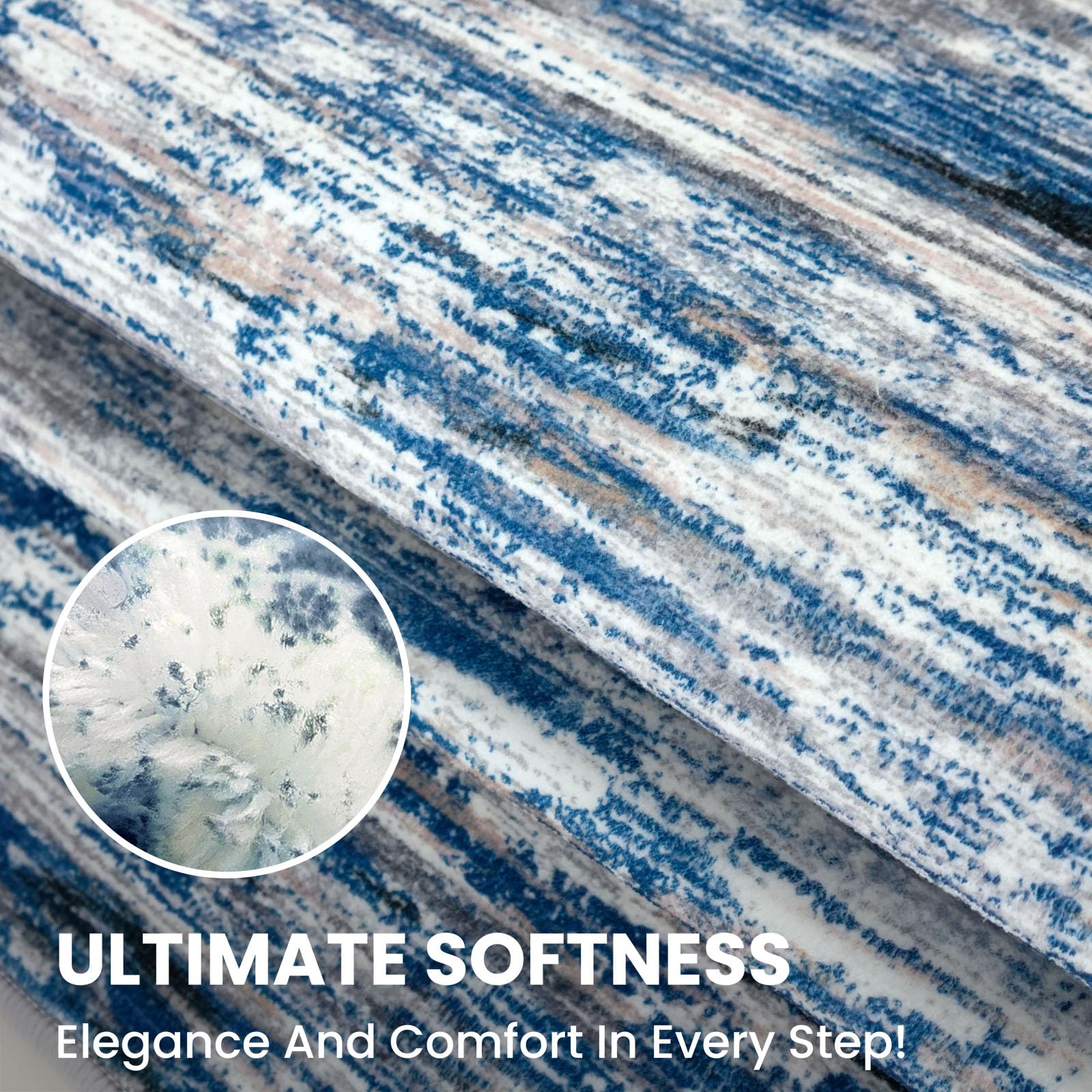 SIILOOM 5x7 Modern Abstract Area Rug for Bedroom, Navy Blue Gray Neutral Multi Large Super Soft Washable Rug with Slip-Resistant, Non-Shedding Rugs Indoor Door Mat for Home Décor
