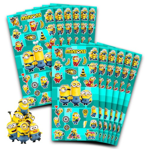 Minions Party Favors for Boys & Girls Bundle ~ 12 Pack Despicable Me Sticker Sheets for Kids Birthday Party Goodie Bags | Despicable Me Minions Party Supplies