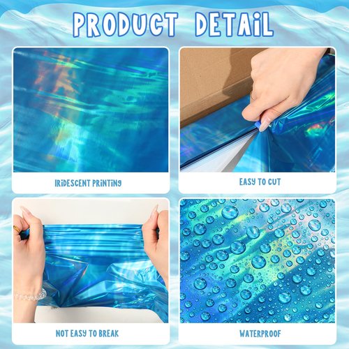 Hallswl Iridescent Ocean Wave Tablecloth Roll 100ft x 54in Blue Plastic Disposable