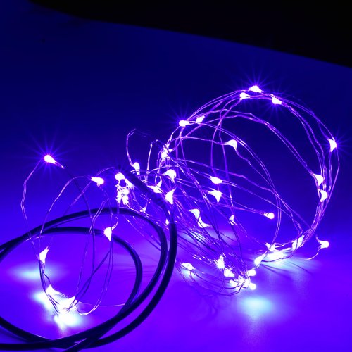 Karlling USB Plug in LED Fairy Lights,2 Packs of 50 LED Bulbs 16 Ft Silver Wire Waterproof Starry String Lights for Bedroom Patio Garden Party Wedding Commercial Lighting (Purple)