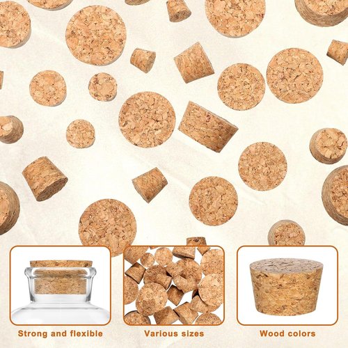 30 Pcs Cork Stoppers, Wooden Corks for Crafts, Bottle Corks Wood Color Straight Cylinder Stoppers Replaceable Wine Bottles Cork Stopper for Making Beer Crafts DIY Projects Home Decor, 6 Sizes