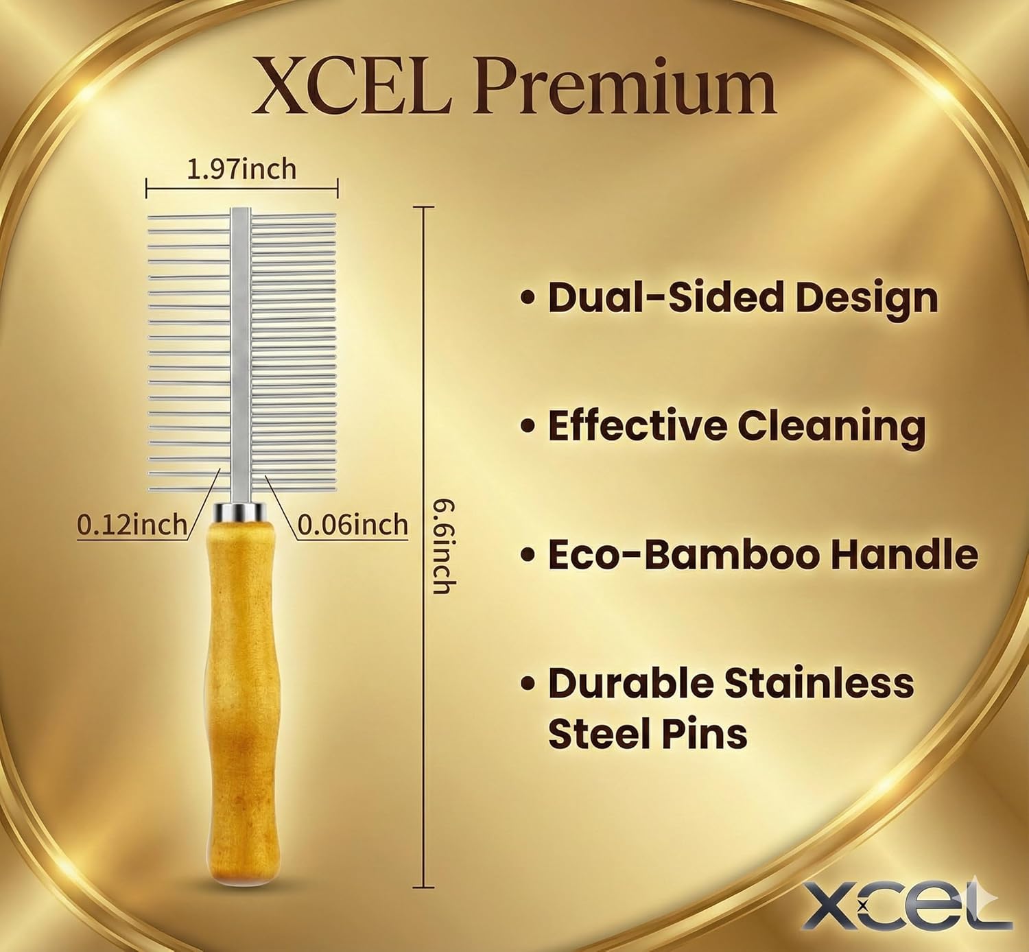 XCEL 2-in-1 Hair Brush Cleaner Tool - Dual-Sided Remover Comb for Paddle & Detangling Brushes