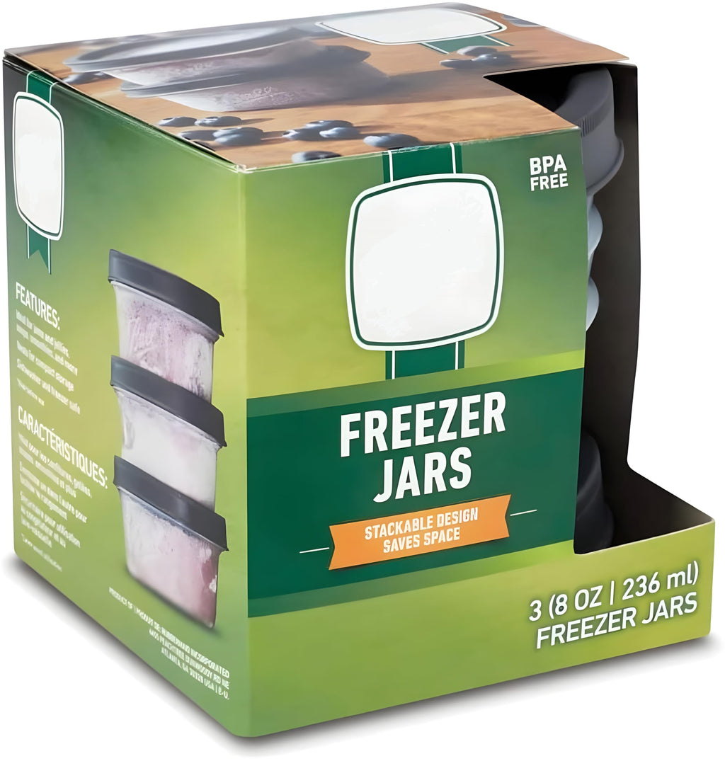 Bexter Pack of 3 Freezer Jars 8 oz (Half Pint 3pk)