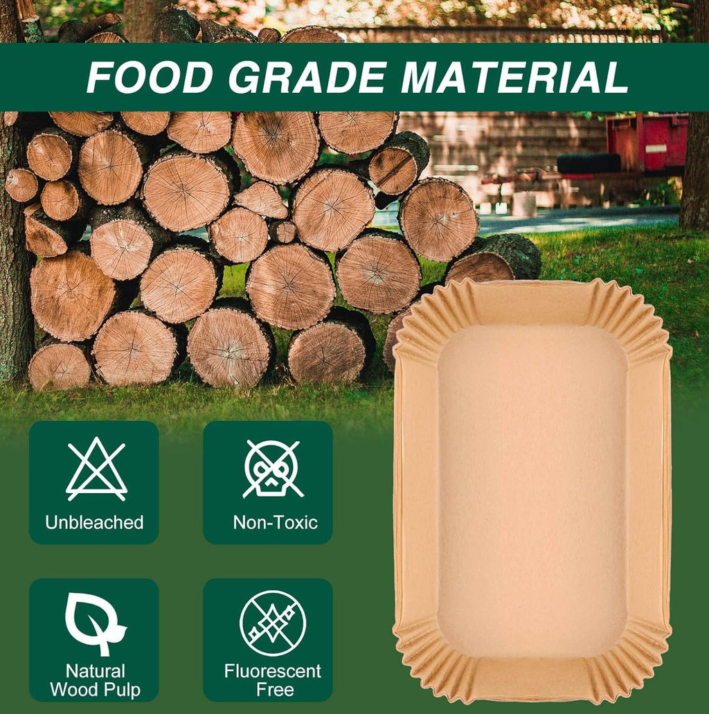 Ninja Air Fryer Disposable Paper Liners - Non-Stick Parchment for Baking | 125PCS, 8.6in x 5.5in