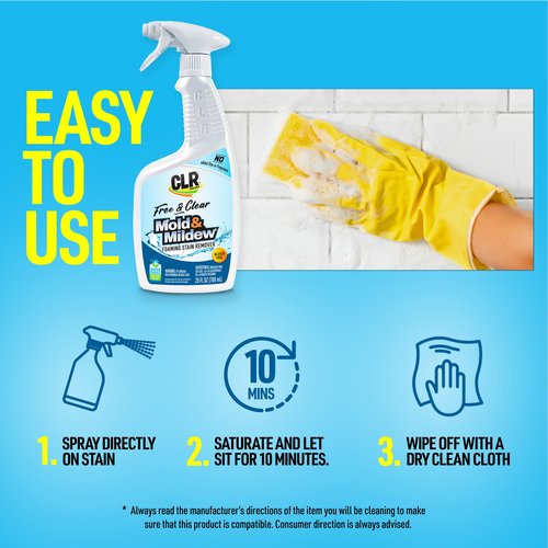 CLR Brands® Mold & Mildew Bleach-Free Free & Clear Stain Remover, No Dyes or Fragrances, 26 Oz Bottle (Pack of 1)