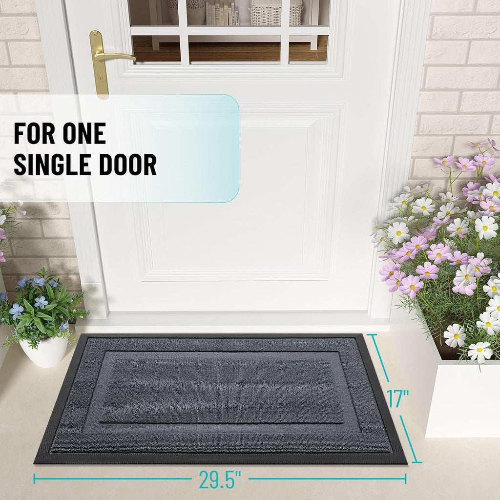 OLANLY Indoor Outdoor Front Door Mat - Waterproof All-Season Doormat, Easy Clean, 29.5x17, Charcoal Gray