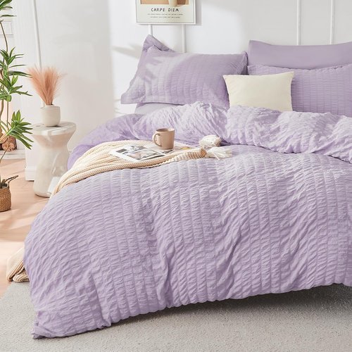 HYMOKEGE King Size Lavender Comforter Set - 7 Piece All-Season Luxury Bedding | Includes Sheets & Pillowcases
