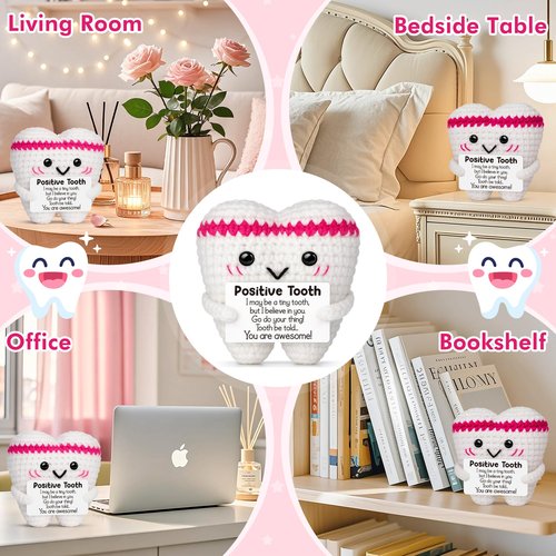 Crochet Teeth Easter Basket Essentials Stuffers for Kids Adults Teens Girl Boy,Easter Egg Fillers Birthday Mothers Day Graduation Gifts for Women Her Mom Daughter Friend Sister Teacher Positive Decor