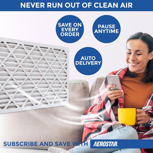 Aerostar MERV 8 Air Filter - 20x20x1 HVAC Filter Captures Dust, Lint & Pollen | 6 Count, Made in USA