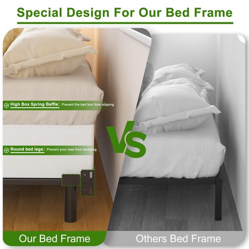 EMODA 7 Inch California King Bed Frame for Box Spring and Mattress, 9 Legs Heavy Duty Cal King Metal Bed Base Tool-Free and Easy Assembly, Black