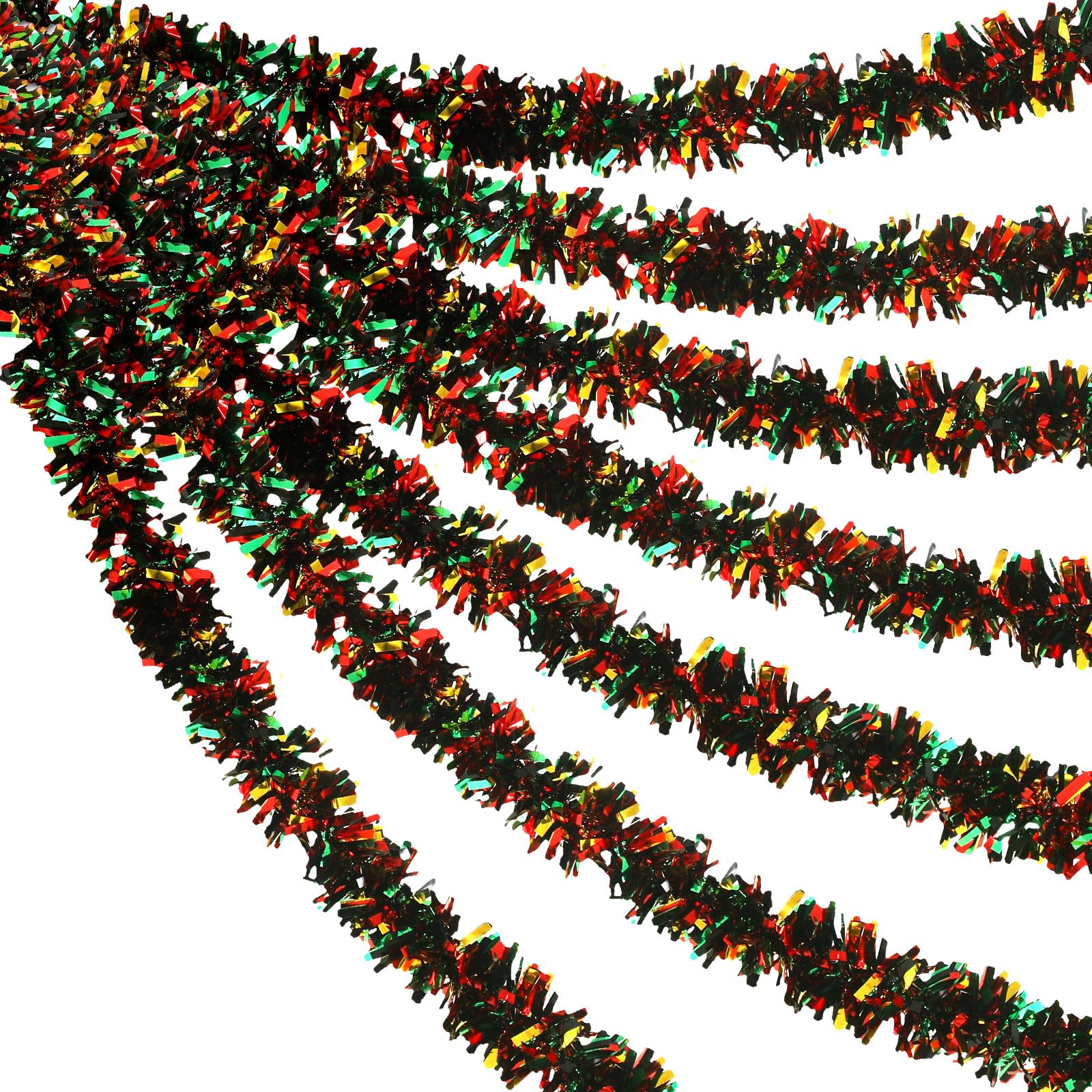XunYee 2 Pcs 39.4 ft Juneteenth Tinsel Garland Decorations Black Green Yellow Shiny Metallic Garland Freedom Day Decoration for Juneteenth Memorial Emancipation Day Patriotic African American Party