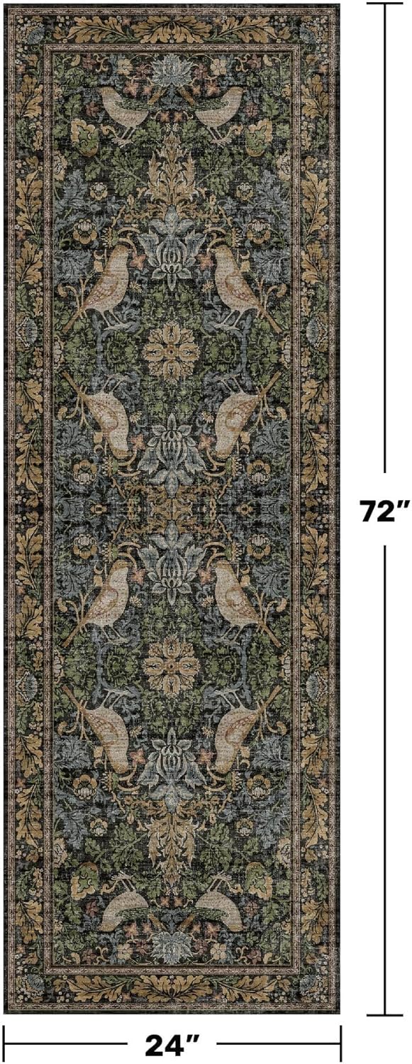 Skiennix Floral Kitchen Runner Rug - 2x6 Non-Slip Washable Design for Hallway, Bathroom & Entryway