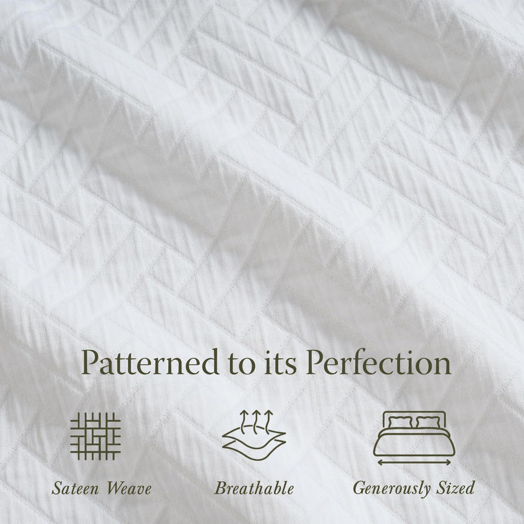 Threadmill Luxury Cotton Blankets for Queen Size Bed | All-Season 100% Cotton Queen Size Blanket | Criss Cross Jacquard Cozy Lightweight, Soft Breathable Coverlet fits Full Size Bed, 90x92 | White