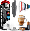 Zulay Kitchen Tornado Triple Whisk Milk Frother - Handheld Foam Maker for Coffee, Lattes & Matcha - Onyx Gray