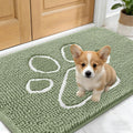 OLANLY Dog Door Mat - Absorbent Muddy Paws Doormat | Non-Slip Chenille, 24x16, Sage Green