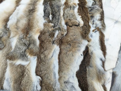 Natural Rabbit Fur Sofa Bed Throw Blanket,Rug,Rabbit Pelt Skin Fur Blankets/Plates Furry Soft Warm Lush Throw Home Decoration Reprocessed DIY Materials (21.65" x 43.3" Tan)