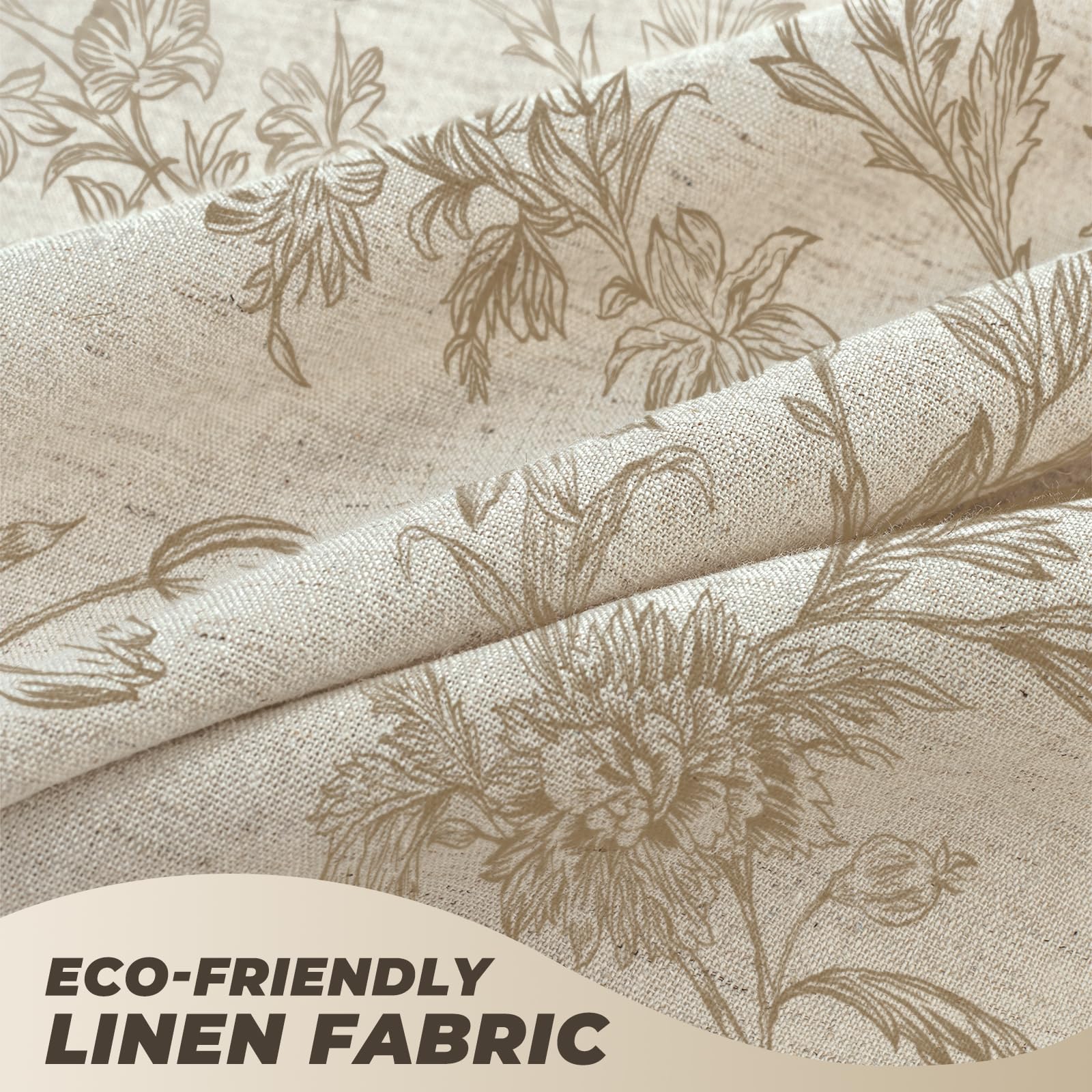 TURKIO Floral Shower Curtain Beige Linen Shower Curtain Rustic Vintage Shower Curtains Boho Farmhouse Shower Curtains for Bathroom French Country Cottagecore