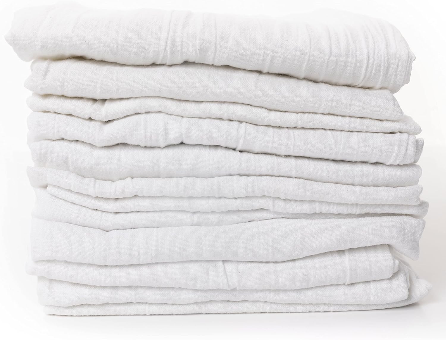 PERLLI Kitchen Flour Sack Dish Towels - 12 Pack, 28x28 Inches, Lint-Free, 100% Cotton, Highly Absorbent, White