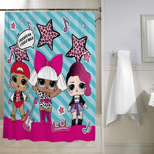 Franco Kids Bathroom Decorative Fabric Shower Curtain, 72 in x 72 in, L.O.L. Surprise!