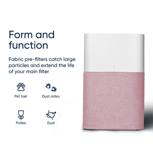 BLUEAIR Blue Pure 211+ Auto Light Pink Pre-Filter, Washable Fabric Traps Pollen, Pet Hair & Dust, Archipelago Sand