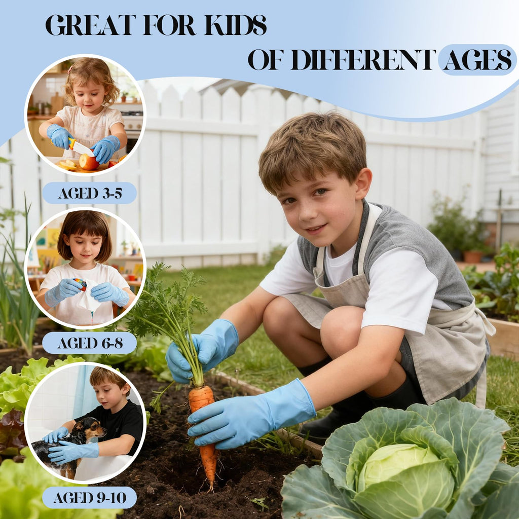 Xandoval Kids Disposable Gloves for 3-8 Years, 5Mil Blue Nitrile Gloves with Latex-Free and Powder-Free, Durable and Protective for Work, Cleaning, Cooking, Gardening (XS,100PCS)