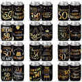 Umigy 48 Pcs 50th Birthday Party Favors Cheer to 50 Years Can Sleeve 50 Years Old Birthday Decorations Black and Gold over the Hill 50th Party Supplies for Men Women Guests