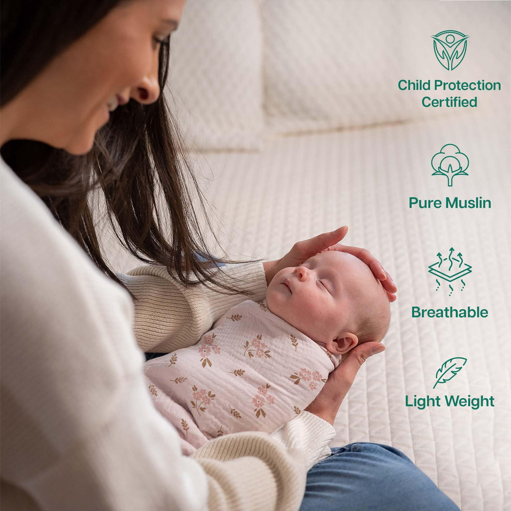 MiFlor Muslin Swaddle Blankets 2 Pack – 47" x 47" Soft & Breathable Muslin Baby Blanket for Newborns, Large Swaddle Blanket for Sleeping, 100% Cotton, Multi-Use Baby Swaddling for Boys & Girls