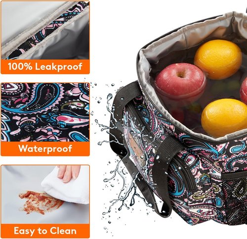 Lifewit Insulated Lunch Bag - Medium Soft Cooler Tote for Adults | Paisley Design, 12-Can Capacity (9L)