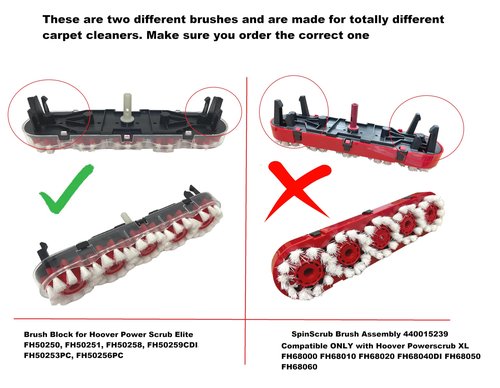 XCESS XPRESS Brush Block for Hoover Power Scrub Elite FH50250, FH50251, FH50258, FH50259CDI, FH50253PC, FH50256PC (Color May Vary)