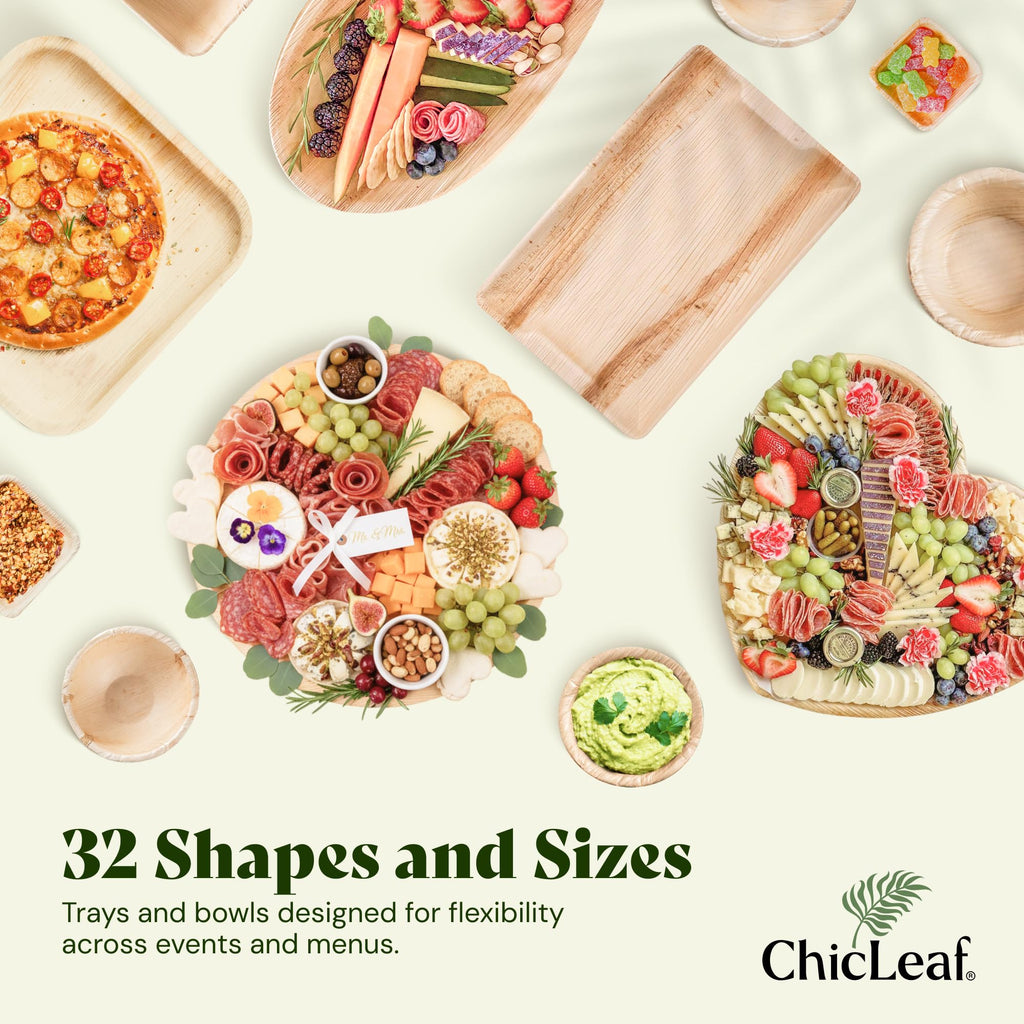 Chic Leaf Palm Leaf Serving Trays - 10x14 in, 10 Pack, Compostable