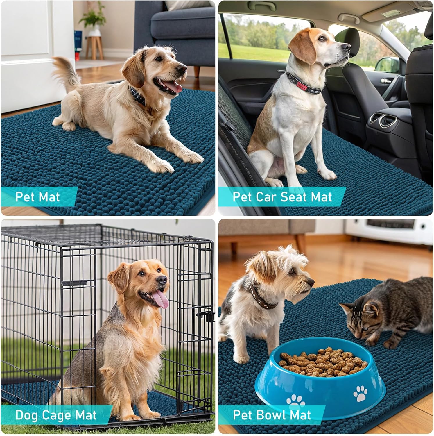 OLANLY Dog Door Mat - Absorbent Non-Slip Indoor Carpet for Muddy Paws | 24x16 Atlantic Blue