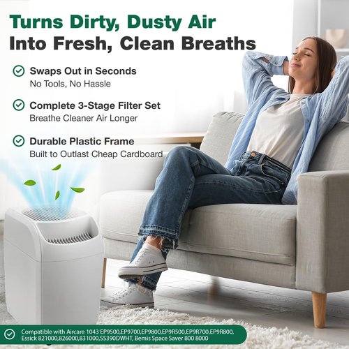 2 Replacement Humidifier Paper Wick Filters Compatible with Aircare Part # 1043 & Models EP9500,EP9700,EP9800,EP9R500,EP9R700,EP9R800 - Essick: 821000,826000,831000,SS390DWHT -by Think Crucial 2 Pack