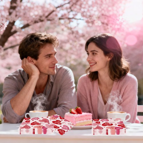 100 Pcs Valentines Day Napkins, Conversation Hearts Party Napkins, Sweet Candy Heart Table Decor for Valentine Dinner Bridal Shower Party Supplies